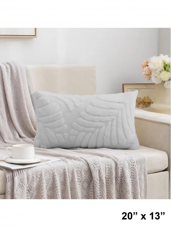 Leaf Pattern Soft Wool Fleece Feeling Cushion & Filler